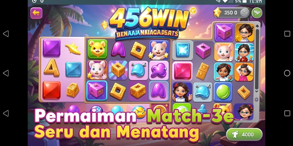 Tampilan gameplay <strong>456WIN</strong> yang seru dalam dunia Match-3.