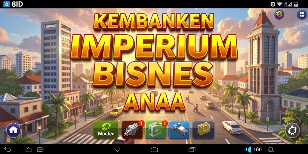 Screenshot gameplay 8ID menampilkan pembangunan bisnis yang sukses.