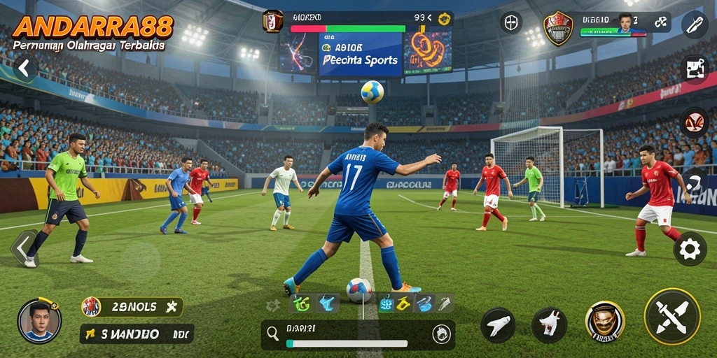 Tampilan gameplay ANDARA88 yang mendebarkan dengan aksi olahraga penuh semangat.