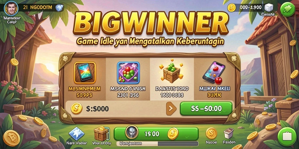 Screenshot menunjukkan gameplay Idle dengan kemajuan yang menarik.
