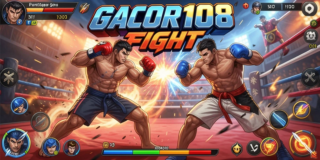 Screenshot GACOR108 menampilkan pertarungan seru di dalam arena.