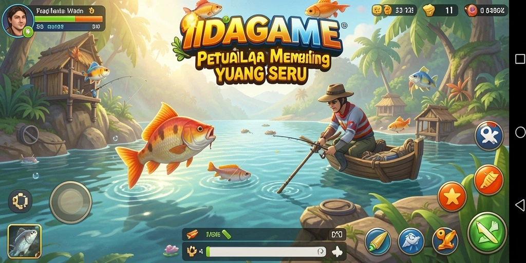 Screenshot gameplay yang menunjukkan aksi memancing seru di IDAGAME.