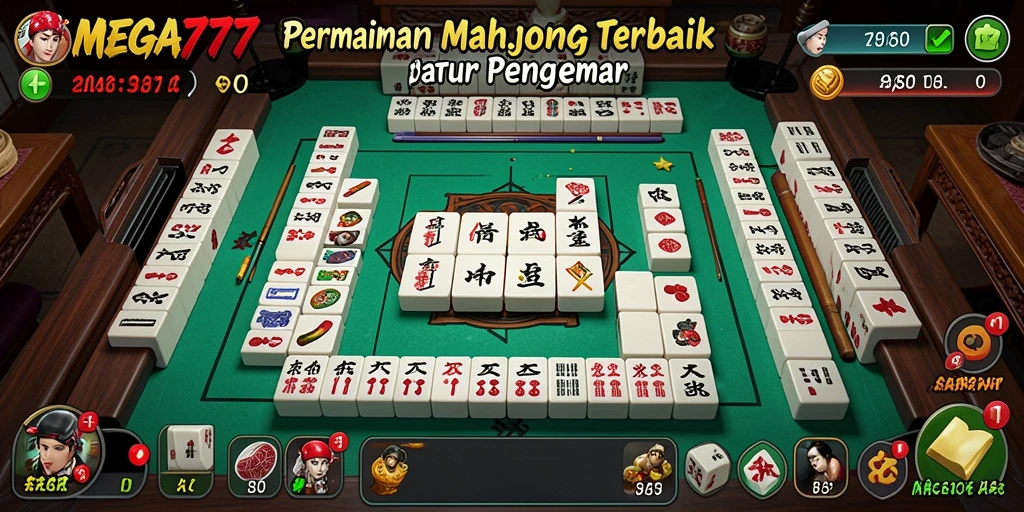 Tampilan gameplay seru Mahjong di MEGA777.