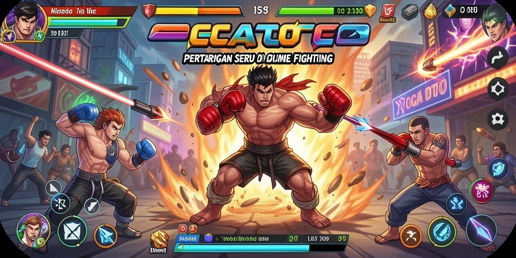 Screenshot OCATOTO menampilkan pertarungan seru dengan efek visual yang menakjubkan.