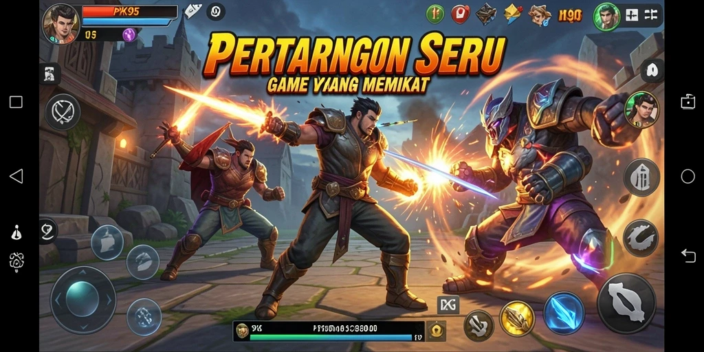 Tampilan gameplay PK95 yang intens dengan adu serangan karakter.