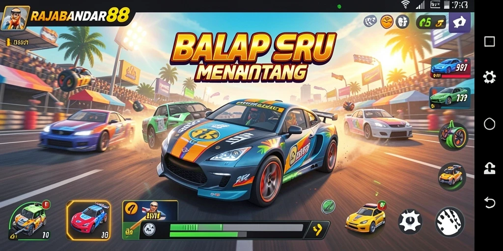 Gameplay seru di lintasan balap RAJABANDAR88.