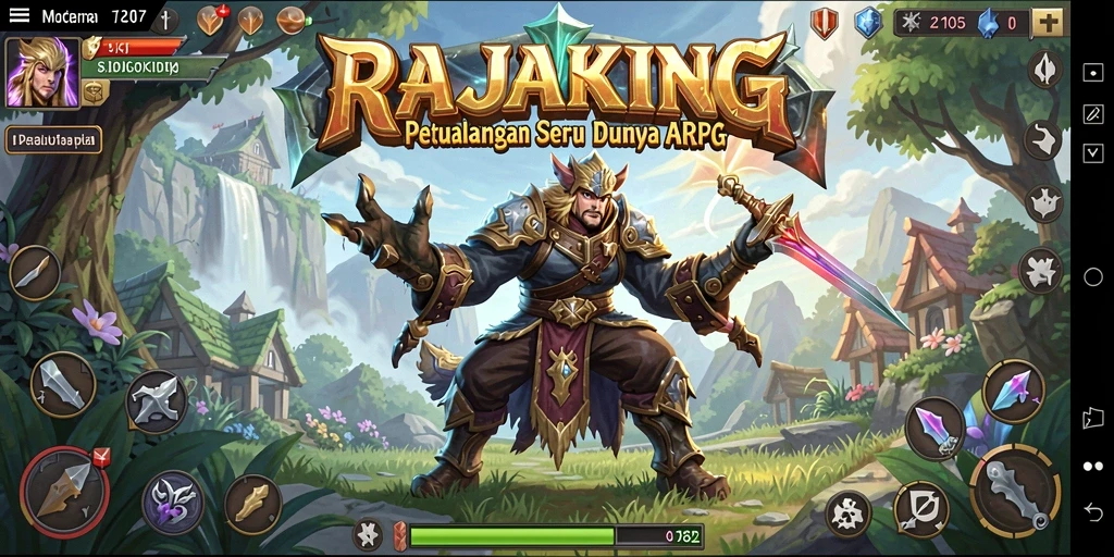 Tampilan gameplay seru dari RAJAKING dalam petualangan ARPG.