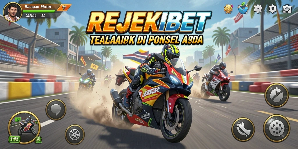 Gameplay seru di REJEKIBET dengan motor balap yang cepat.